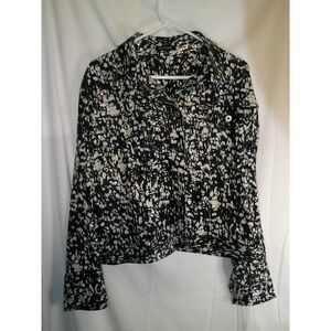 Notations Women's XL Black‎ White Abstract Print Button Down Jacket